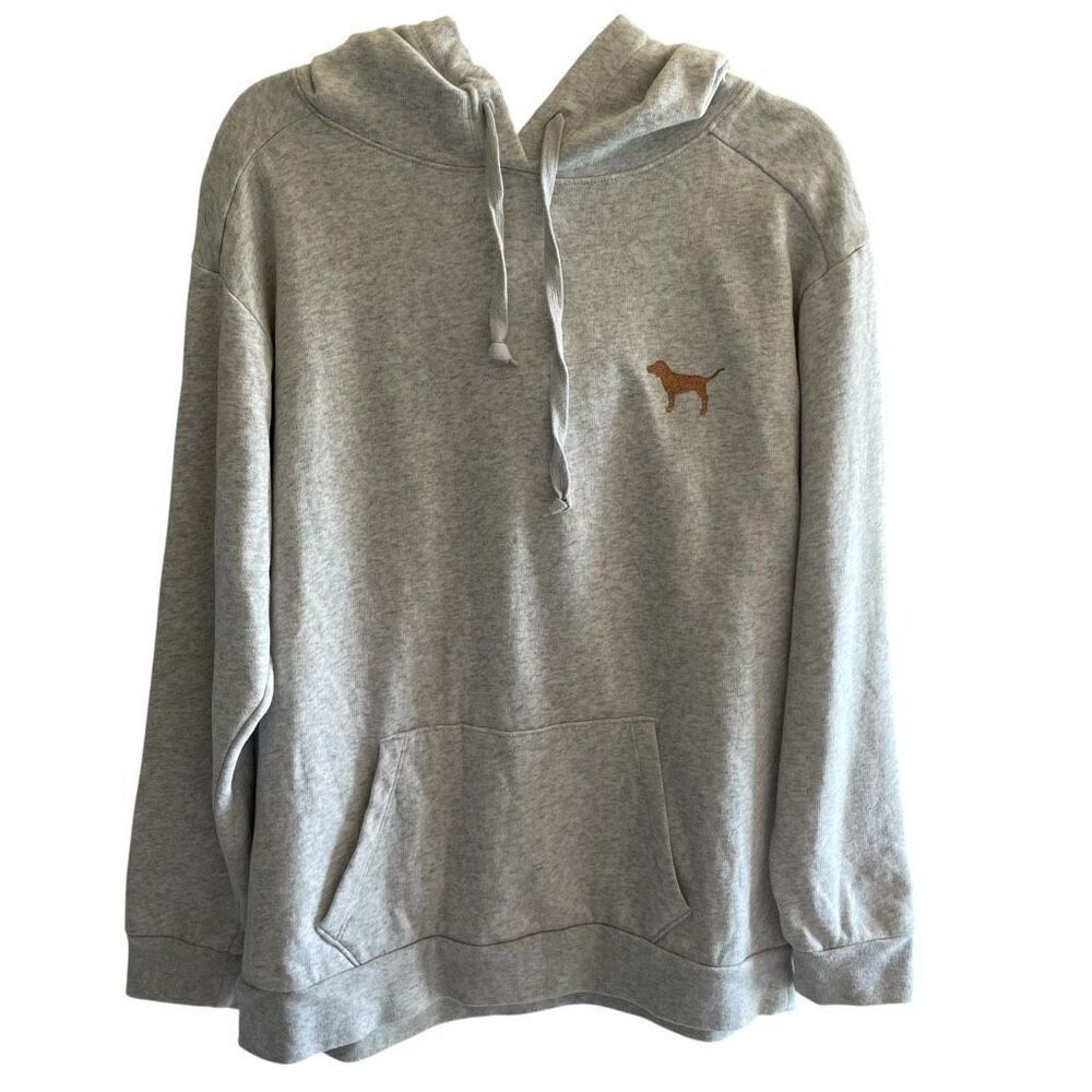 Victoria’s Secret PINK Gray Gold Glitter Dog Hoodie Hooded Sweatshirt Medium
